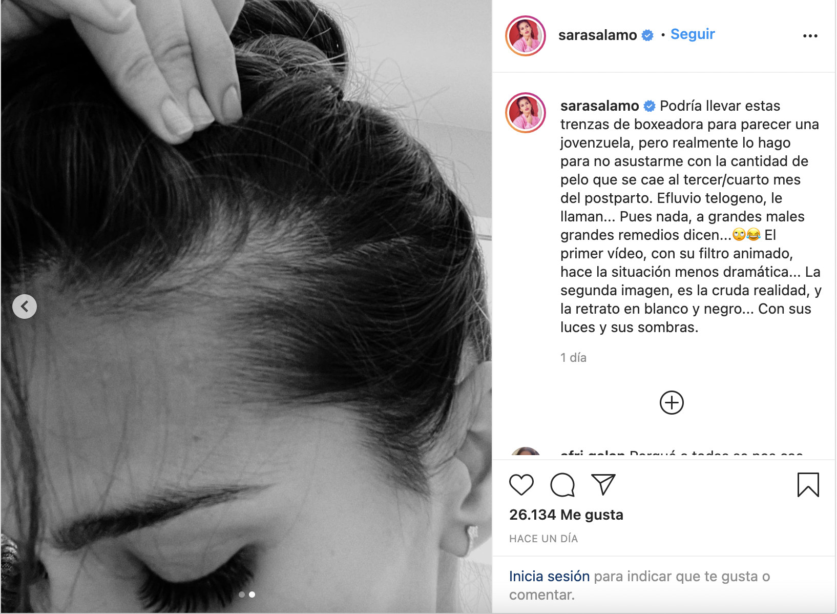 Publicación de Sara Sálamo / INSTAGRAM