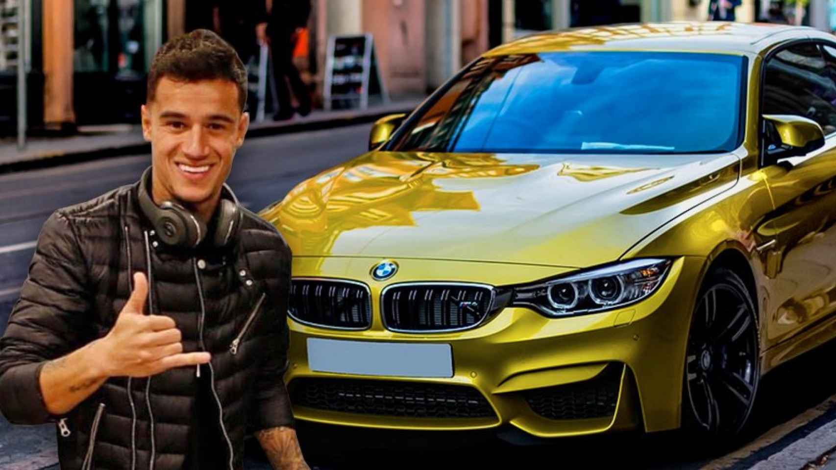 Coutinho, ante un BMW / FOTOMONTAJE DE CULEMANÍA