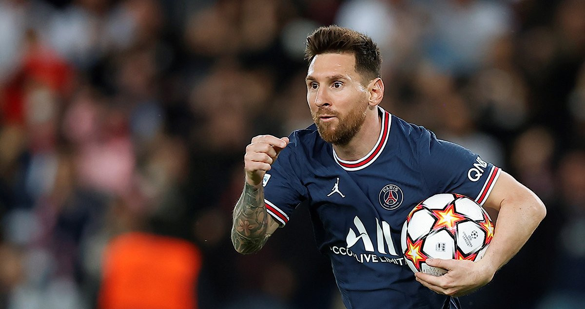 Lionel Messi, celebrando su doblete ante el RB Leipzig, en la Champions League / EFE