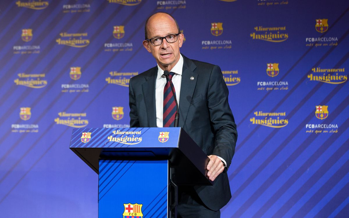 Jordi Cardoner, vicepresidente primero del Barça, en una rueda de prensa / FCB