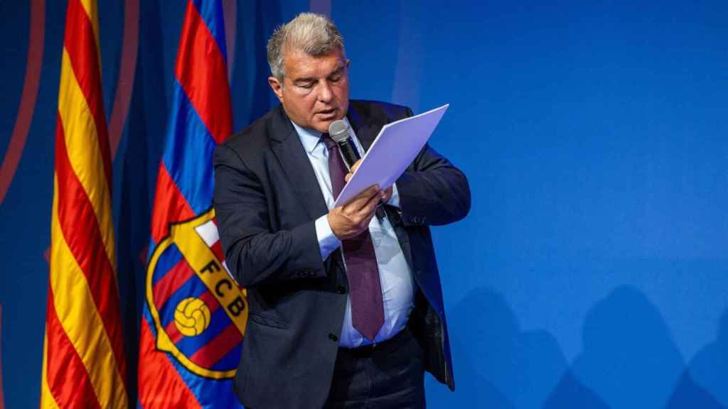 Joan Laporta, dando explicaciones sobre el caso Negreira en una imagen de archivo / FCB