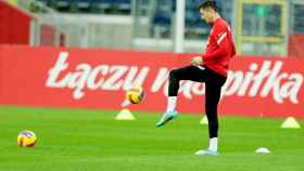 Robert Lewandowski, durante un entrenamiento con el Bayern / EFE