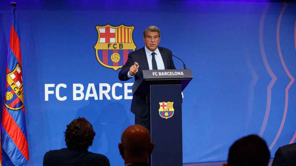 Joan Laporta, durante una comparecencia con el FC Barcelona / EP