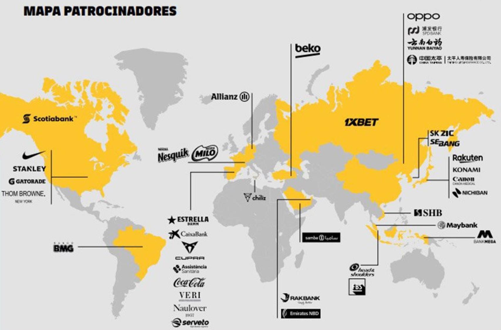 El mapa de sponsors del FC Barcelona en 2019, antes de la pandemia / FCB