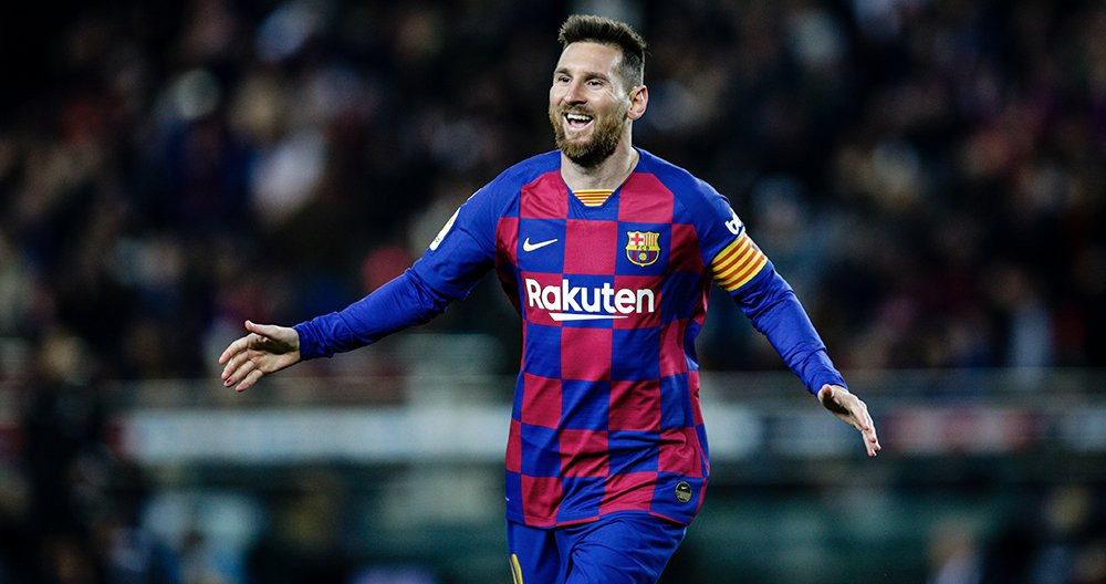 Messi celebra un gol con el Barça