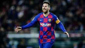 Messi celebra un gol con el Barça