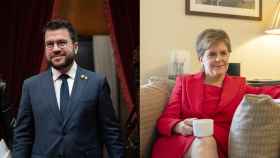 El presidente de la Generalitat de Cataluña, Pere Aragonès, y la exprimera ministra de Escocia, Nicola Sturgeon / JANE BARLOW - PA WIRE DAVID ZORRAKINO - EUROPA PRESS