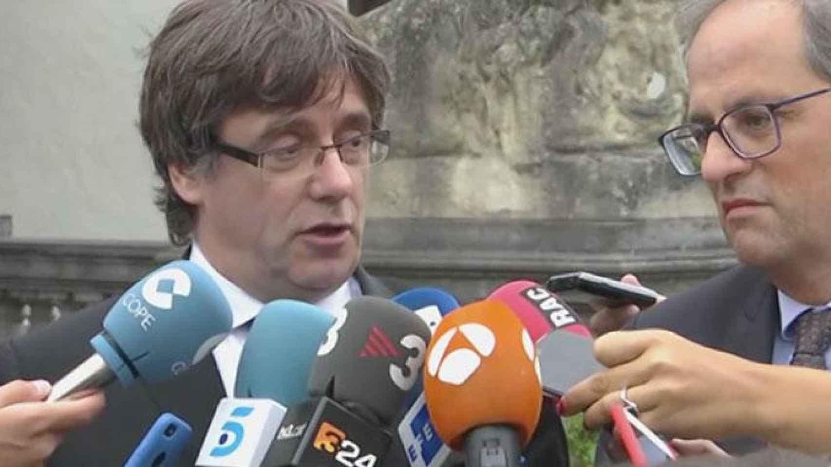 Carles Puigdemont y Quim Torra en Waterloo (Bélgica)