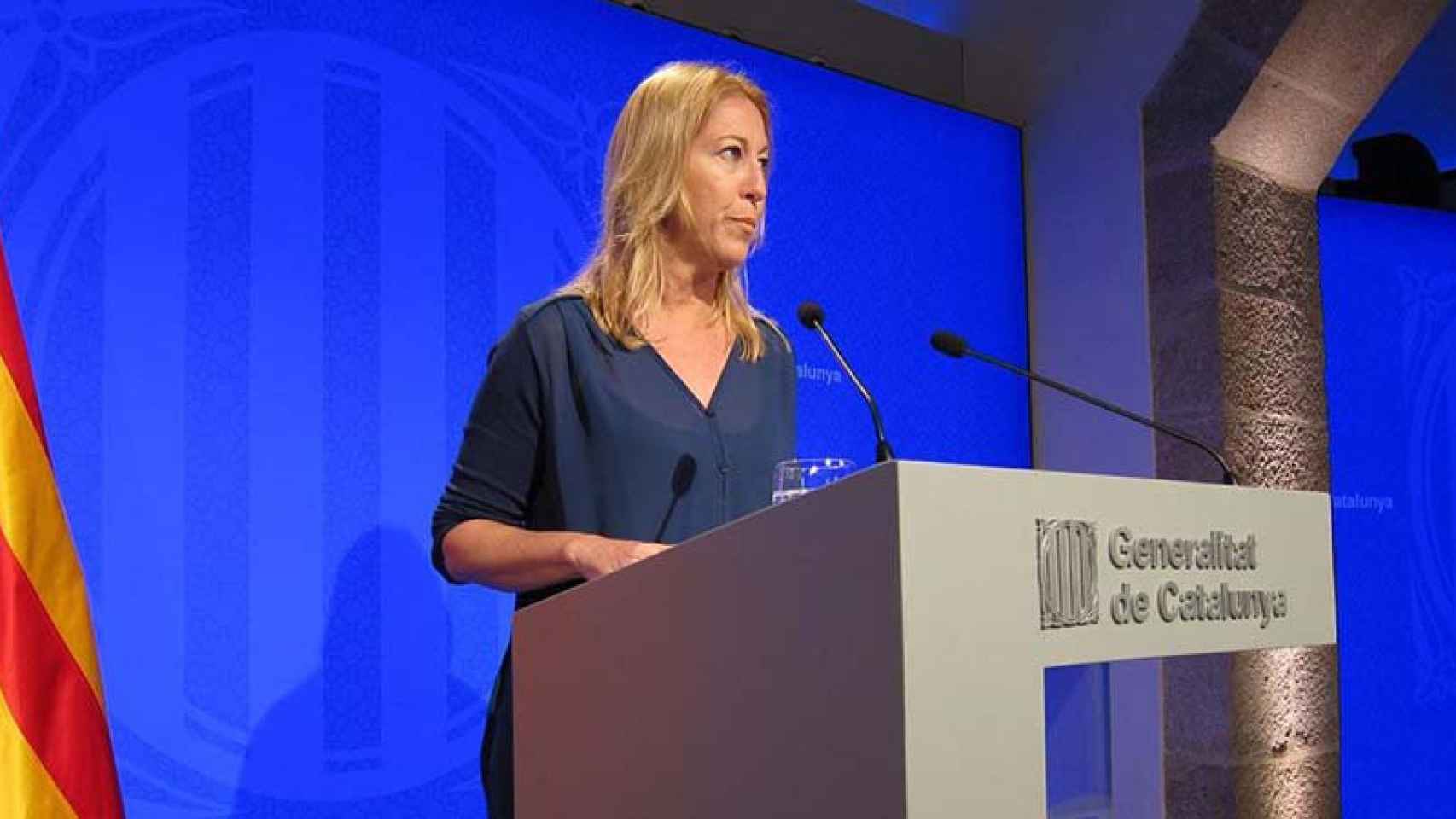 La consejera de Presidencia, Neus Munté, en la rueda de prensa posterior a la reunión del Govern.