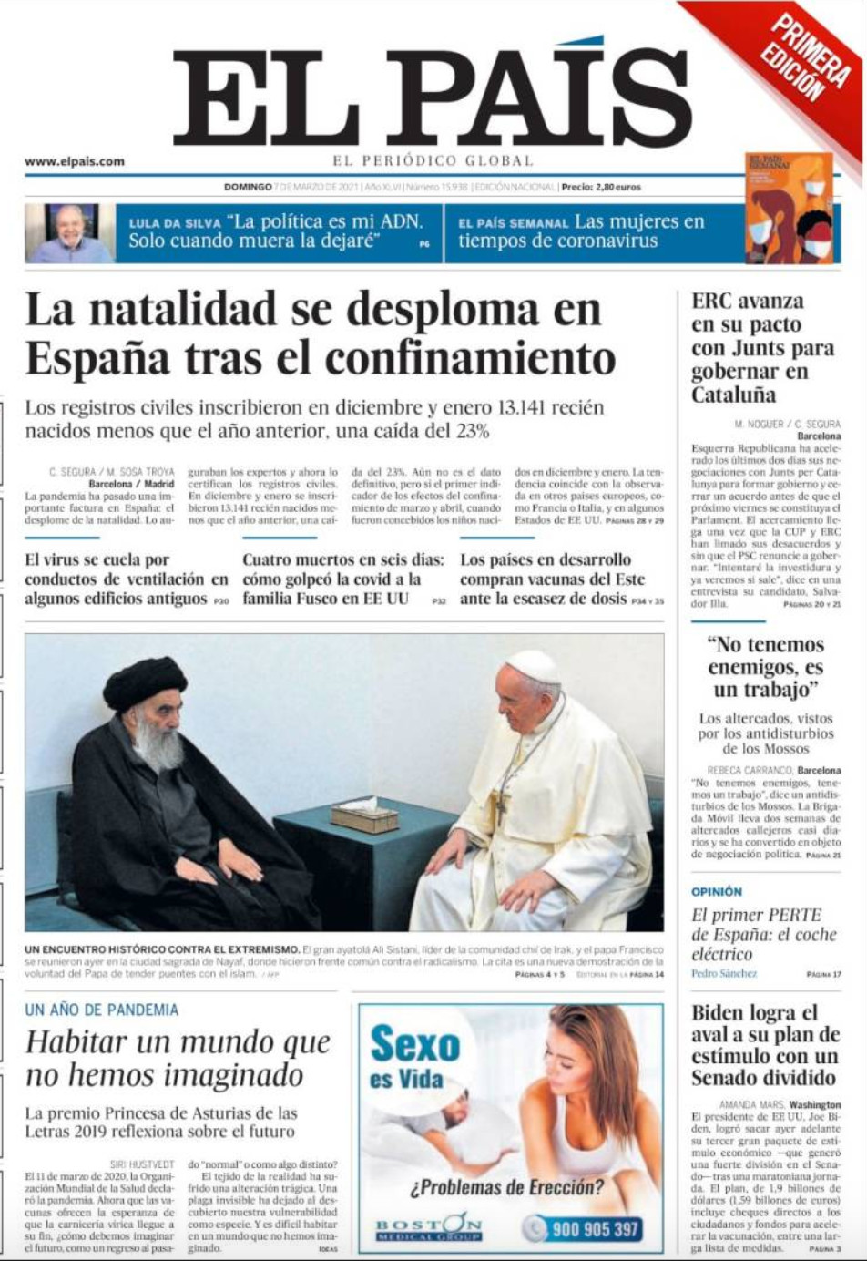 Portada de 'El País' del 7 de febrero de 2021 / KIOSKO.NET