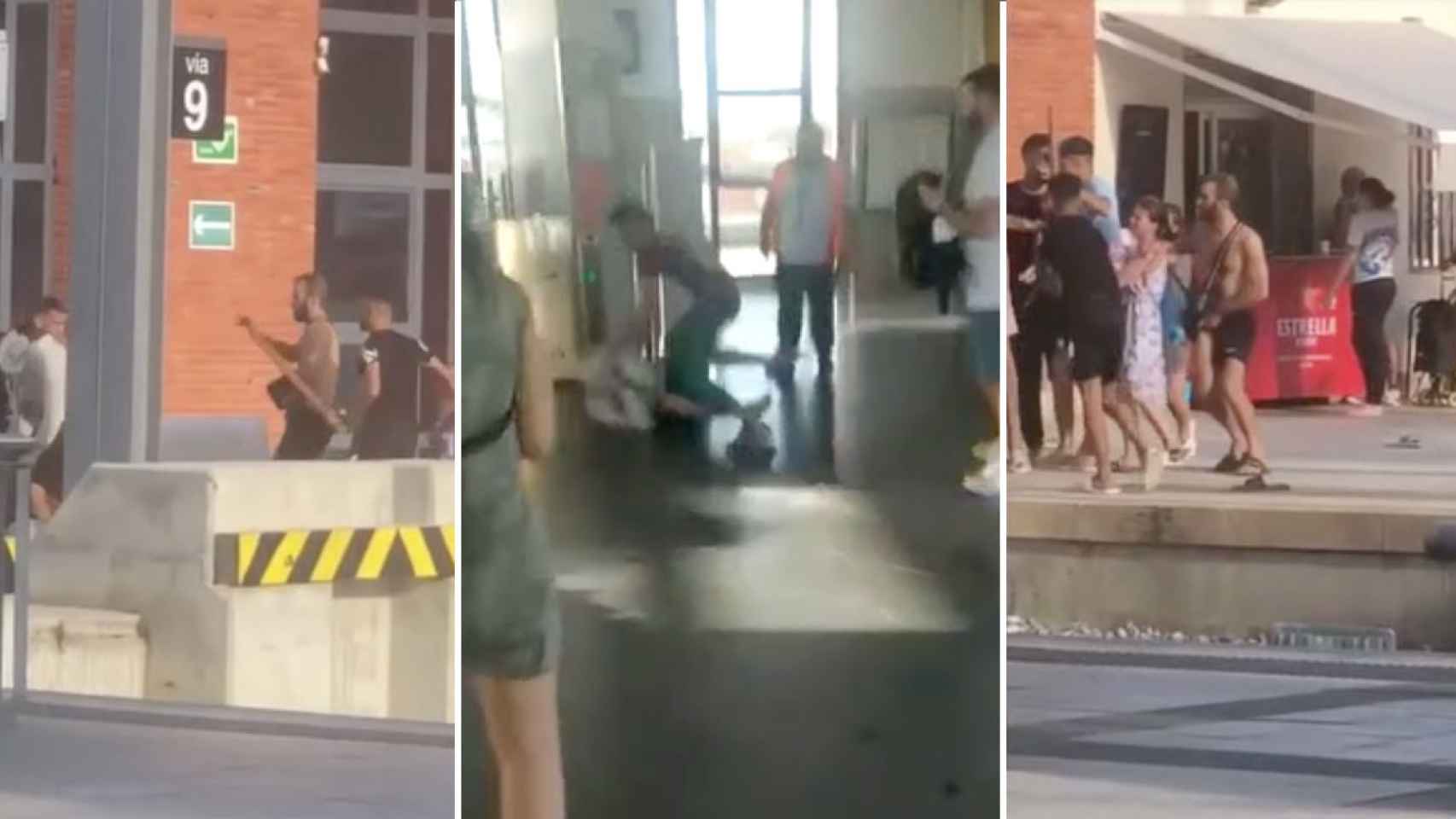 Tres imágenes de la pelea en la Estación de Rodalies de Sant Vicenç de Calders / CG