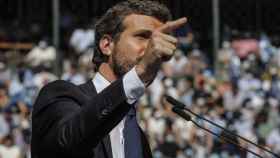 Pablo Casado, presidente del PP, en su discurso de la convención del partido en Valencia / EP