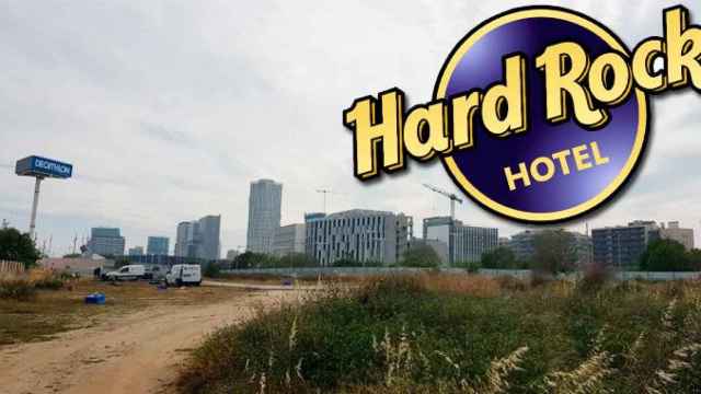Imagen del terreno donde se elevará el Hard Rock Hotel junto al Port Fòrum, en Barcelona / FOTOMONTAJE CG
