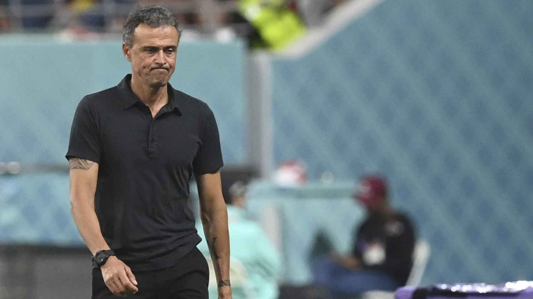 Luis Enrique, fastidiado, después de la derrota de España ante Japón / EFE