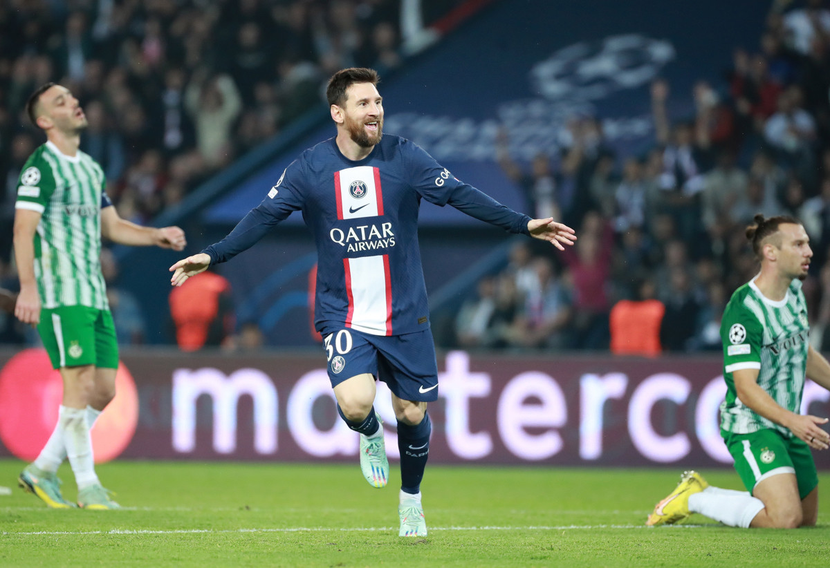 Leo Messi, celebrando un gol marcado contra el Maccabi Haifa / EFE