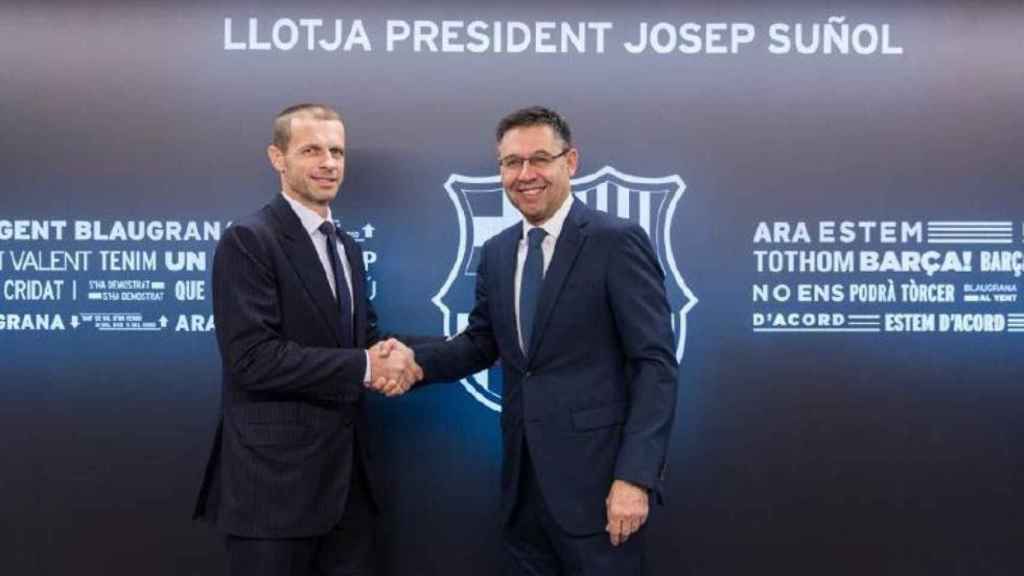 Aleksander Čeferin y Bartomeu, en una imagen de archivo / Twitter