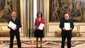 Luis Rubiales (RFEF), Irene Lozano (CSD) y Javier Tebas (Liga) / EFE