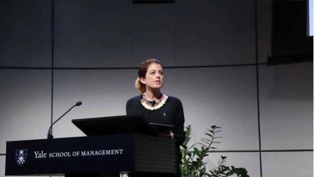 Una foto de Marta Plana, directiva del Barça, en una conferencia en Estados Unidos / FCB