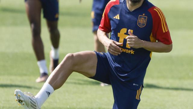 Jordi Alba, durante un entrenamiento con la selección española / EFE