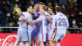 El Barça, eufórico, tras conseguir una gran victoria en el campo del Villarreal / FCB