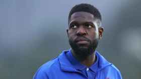 Umtiti, en un entrenamiento con el Barça | EFE