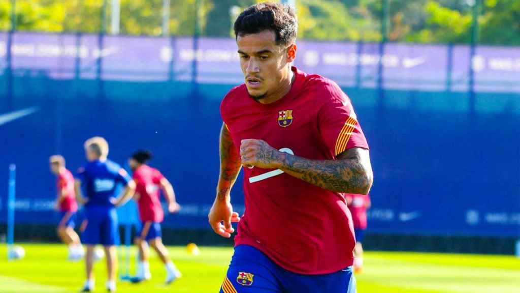 Coutinho, en un entrenamiento con el Barça | FCB