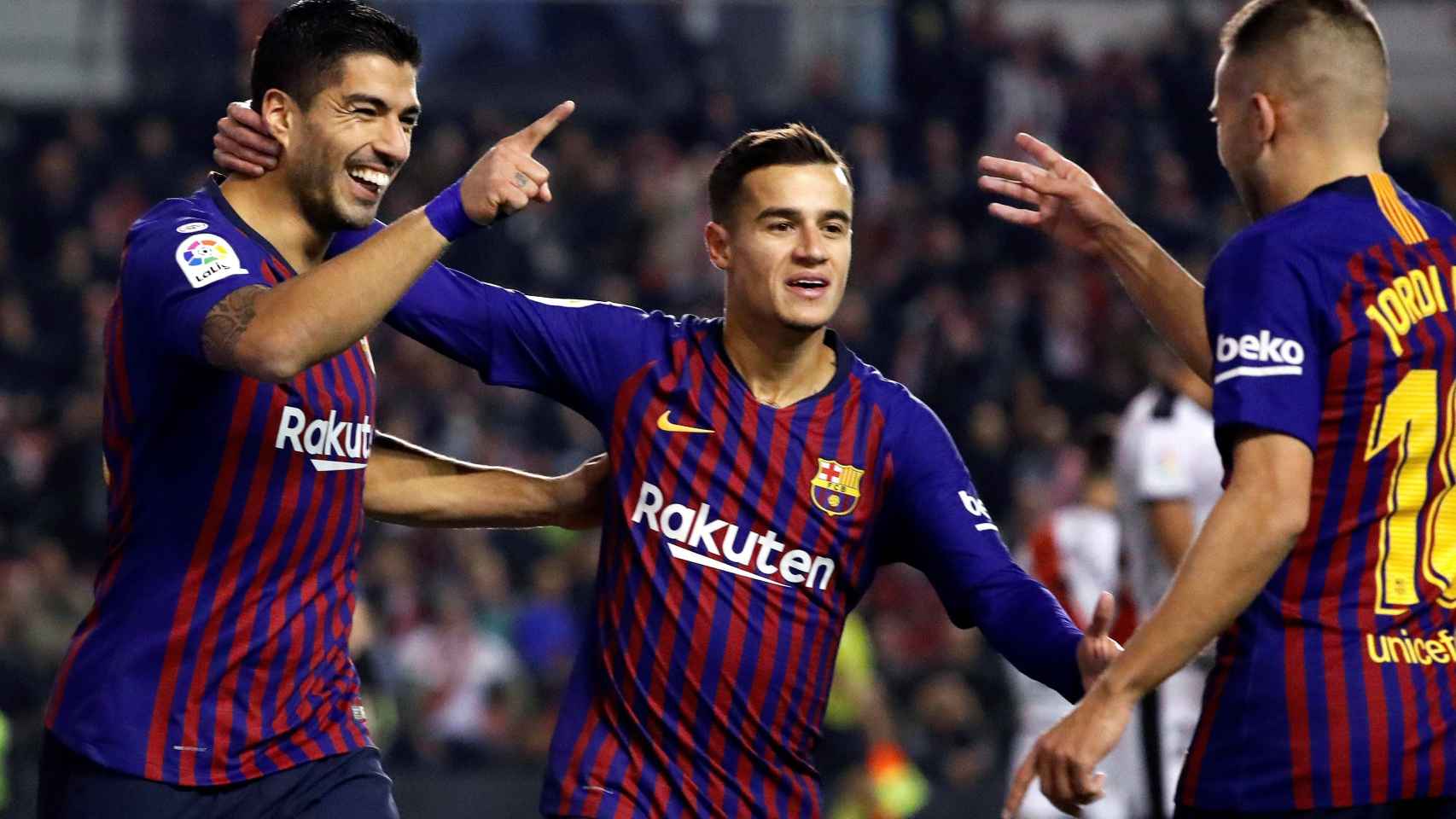 Luis Suárez celebra su gol frente al Rayo Vallecano / EFE