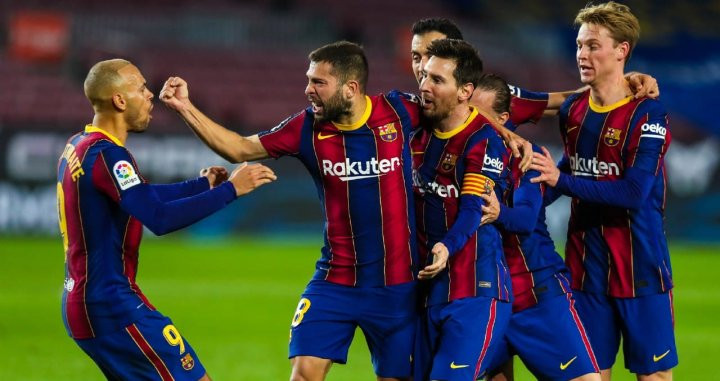 Los jugadores del Barça, celebrando un gol contra la Real Sociedad / FCB