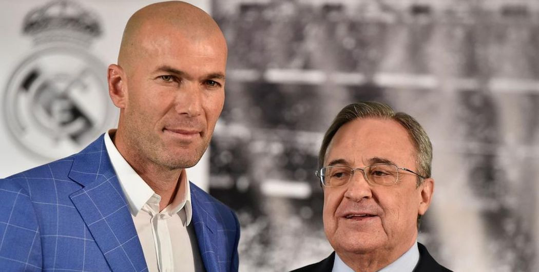 Zidane y Florentino en la presentación del técnico / EFE