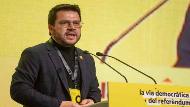 El presidente de la Generalitat, Pere Aragonès, interviene ante el 29 Congreso de ERC / EUROPA PRESS