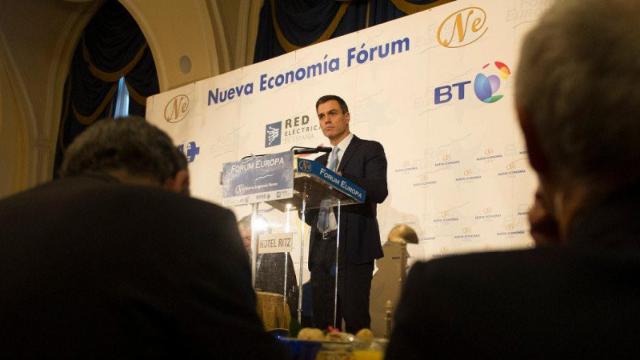 El secretario general del PSOE, Pedro Sánchez, en el acto de Nueva Economía Fórum.