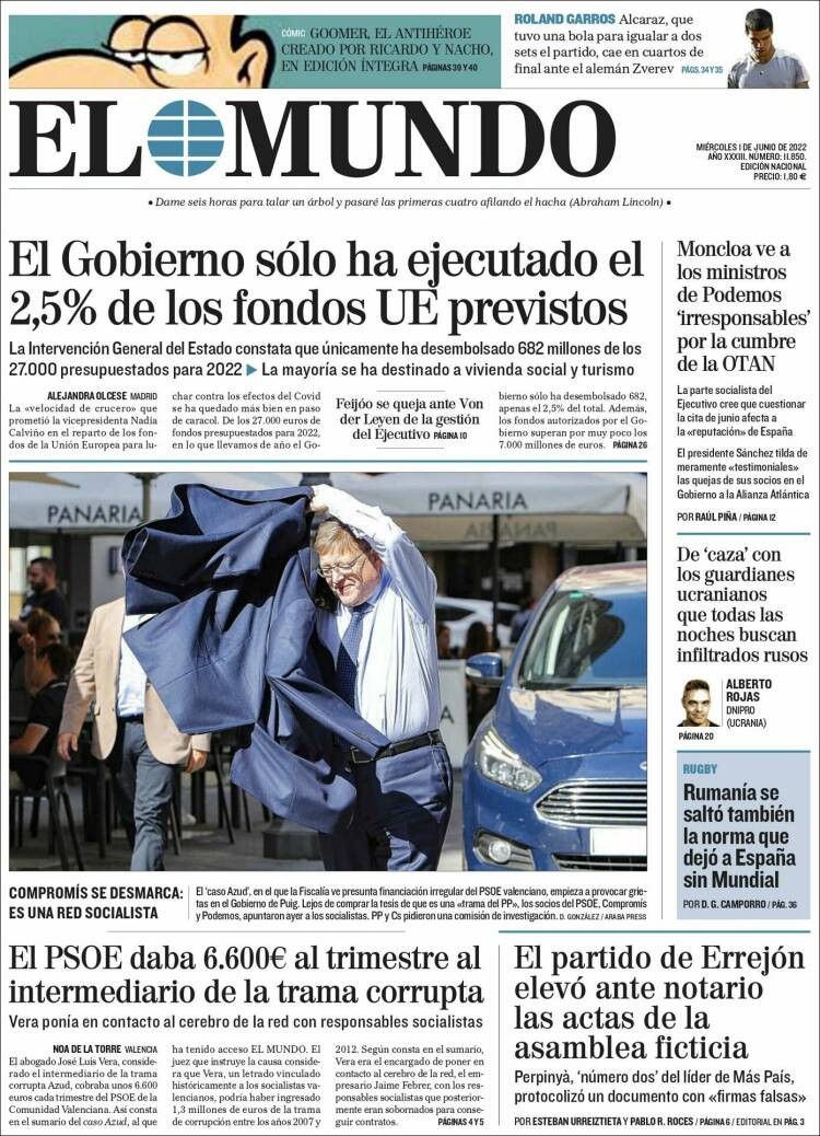 Portada de 'El Mundo' del 1 de junio de 2022 / KIOSKO.NET