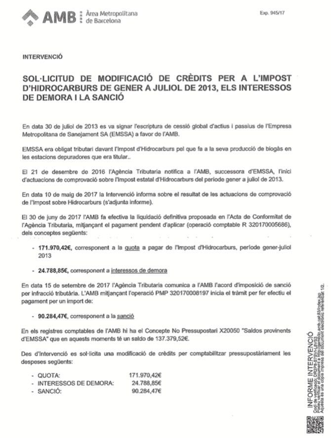 Informe de solicitud de modificación de créditos para pagar el impuesto de hidrocarburos / CG