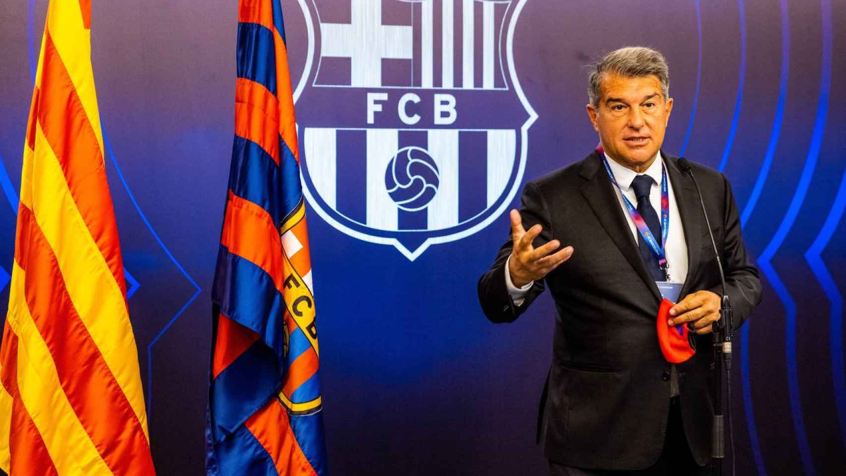 Joan Laporta en rueda de prensa con el Barça / FC Barcelona