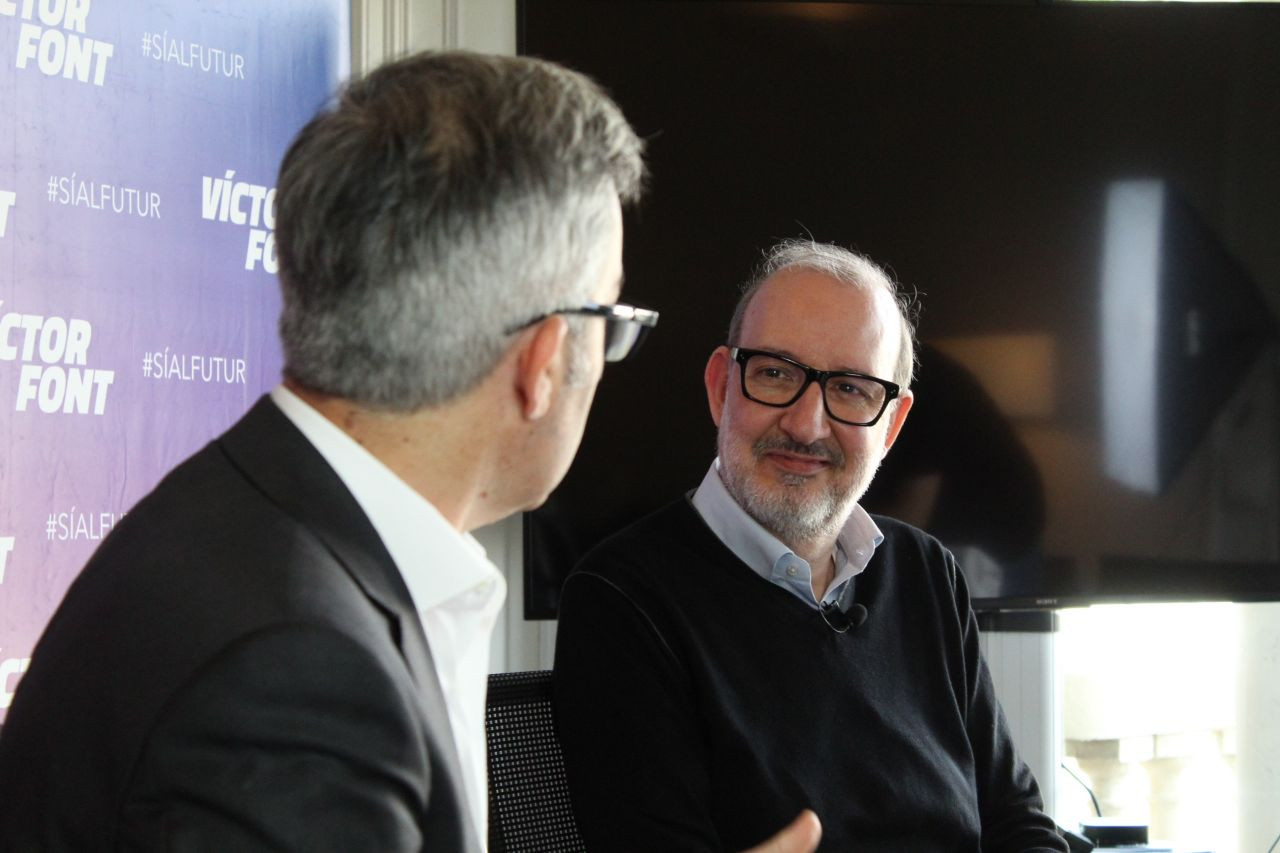 Víctor Font y Antoni Bassas en un acto de 'Sí al futur' / 'Sí al futur'