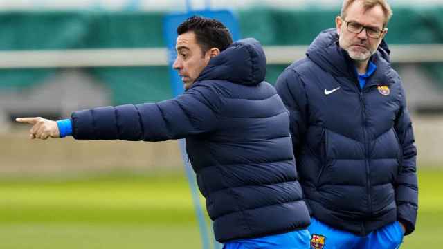 Xavi Hernández, en el entrenamiento del sábado / EFE