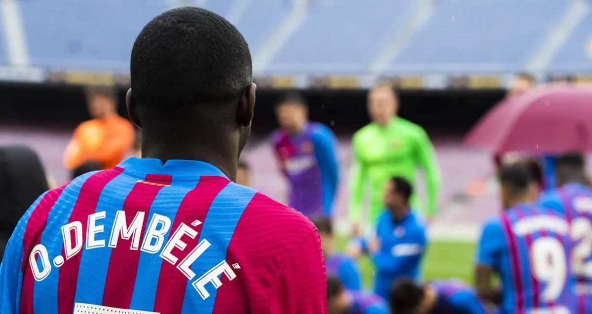 Ousmane Dembelé, en el día de la fotografía oficial del FC Barcelona 2021-22 / FCB