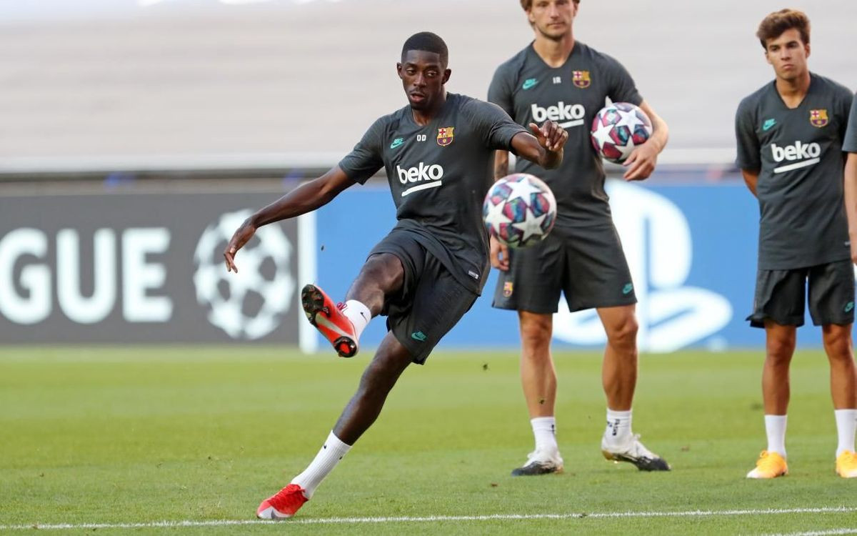 Dembelé, en un entrenamiento en Lisboa | FCB