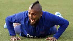 Una foto de Arturo Vidal durante un entrenamiento del Barça / FCB