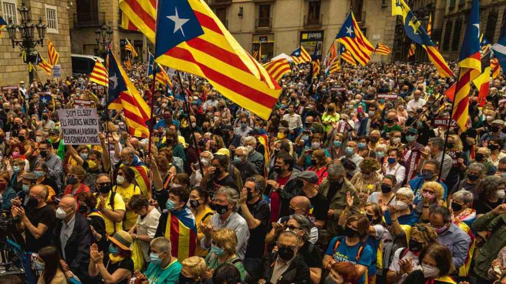 Manifestantes en un acto de la ANC en Barcelona / EP