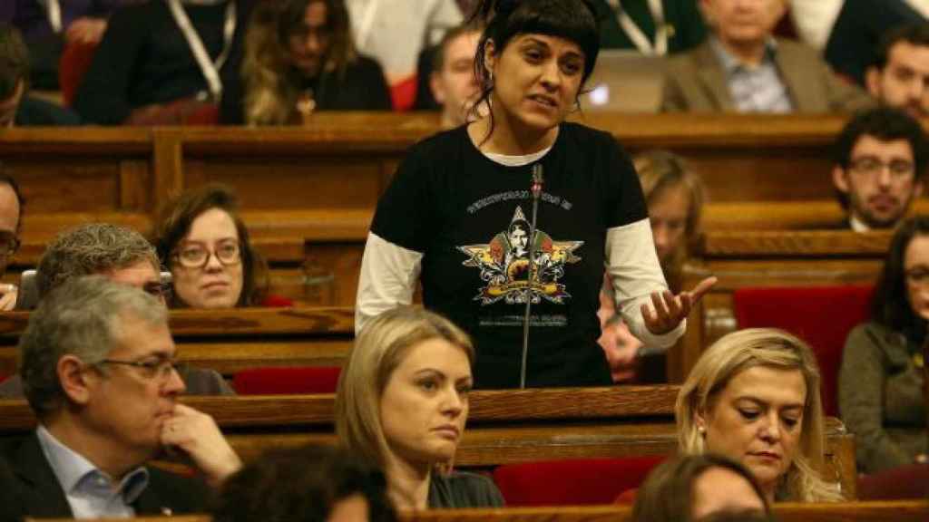 Anna Gabriel, portavoz de la CUP en el Parlament, en una intervención anterior  /  EFE