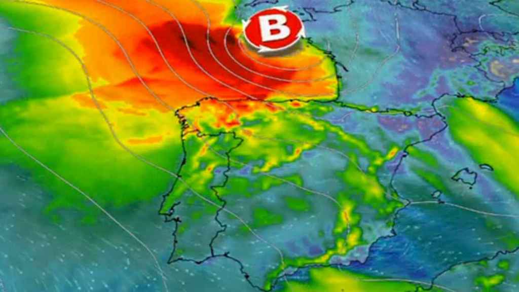 La ciclogénesis explosiva 'Gabriel' entrando por la cornisa cantábrica / AEMET