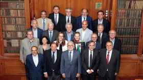 En primera fila, Carles Campuzano, Vicente Martínez-Pujalte,  Josep Sánchez Llibre, Valeriano Gómez Sánchez y Manuel J. Silva en Foment del Treball / FOMENT