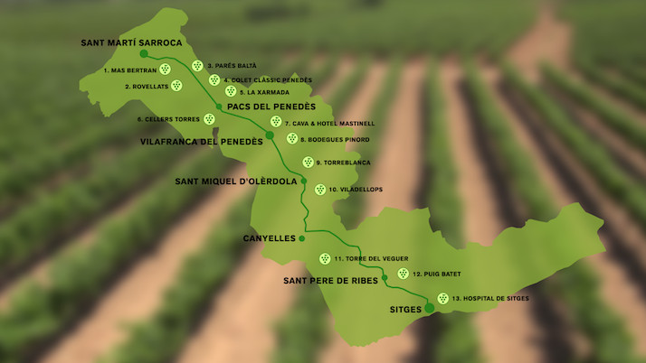 Mapa de la 'Carretera del Vino'