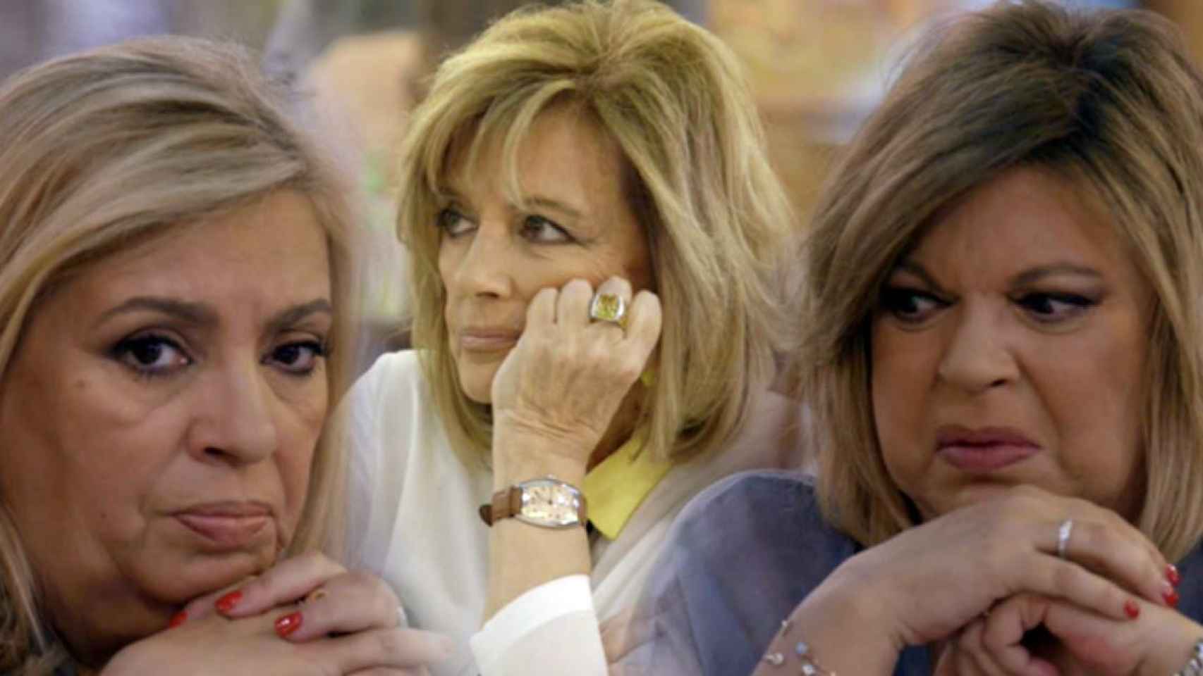 Imagen de  María Teresa en el centro, junto a sus hijas Carmen (izquierda) y Terelu (derecha) / TELECINCO