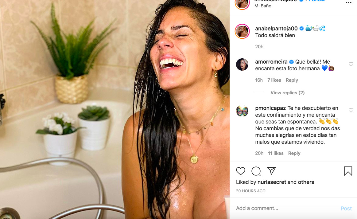 Anabel Pantoja presume de pezón en la bañera de su casa / INSTAGRAM