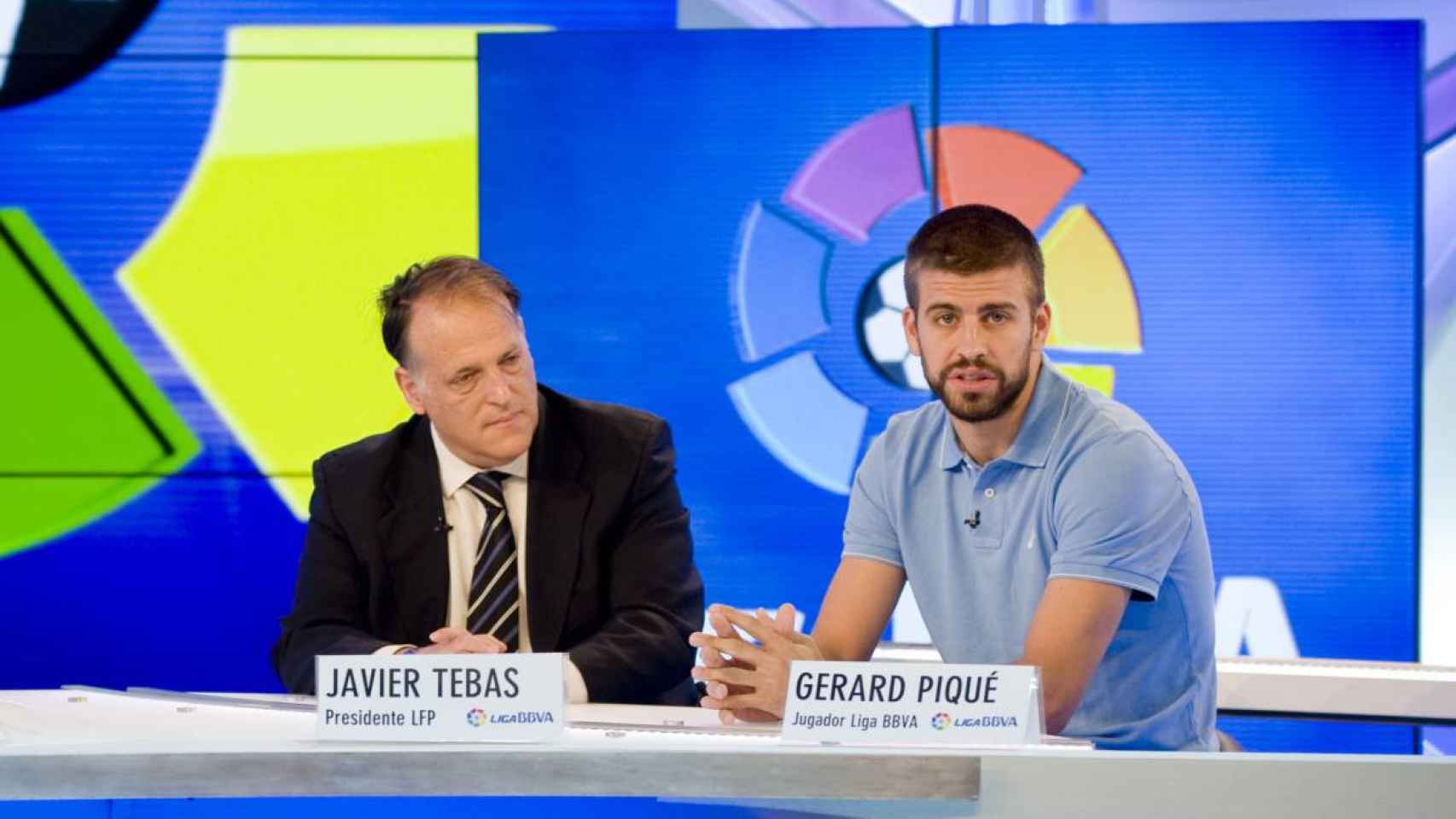 Tebas y Piqué en un acto público de la Liga / EFE