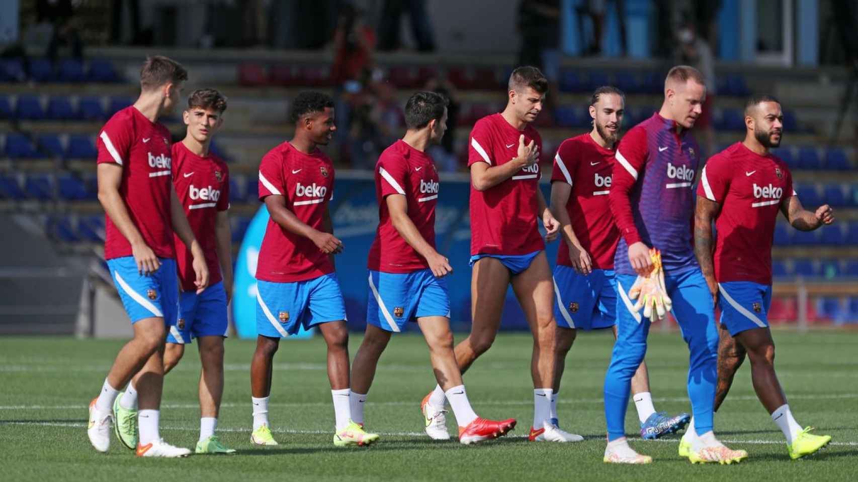 Los jugadores del Barça, durante un entrenamiento en la Ciutat Esportiva / FC Barcelona