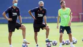 Setién en un entrenamiento del Barça / FCB