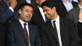 Bartomeu y Nasser Al-Khelaifi en el Barça-PSG / EFE